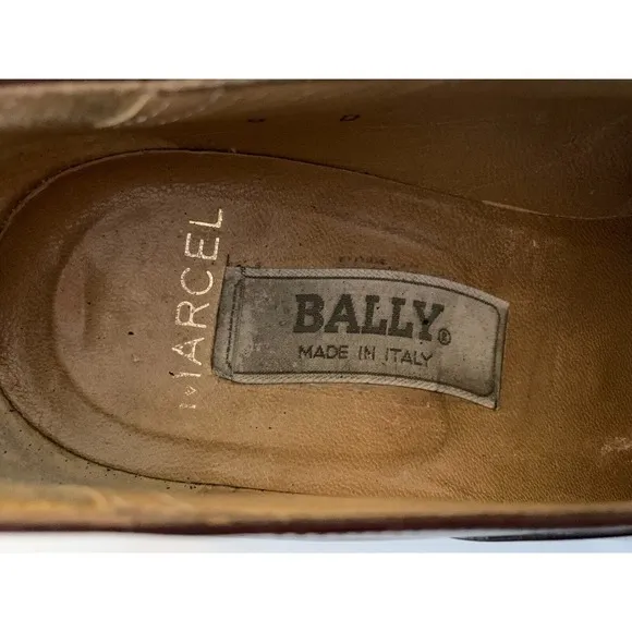 Bally Men's 8 Brown/Burgundy Marcel Lace Up Wingtip Leather Shoes Italy