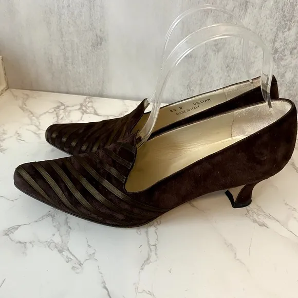Bally Shoes Pumps Women Sz 8.5 Brown Suede Made in Italy Business Formal