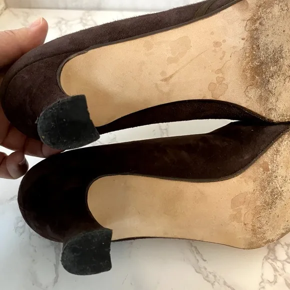 Bally Shoes Pumps Women Sz 8.5 Brown Suede Made in Italy Business Formal