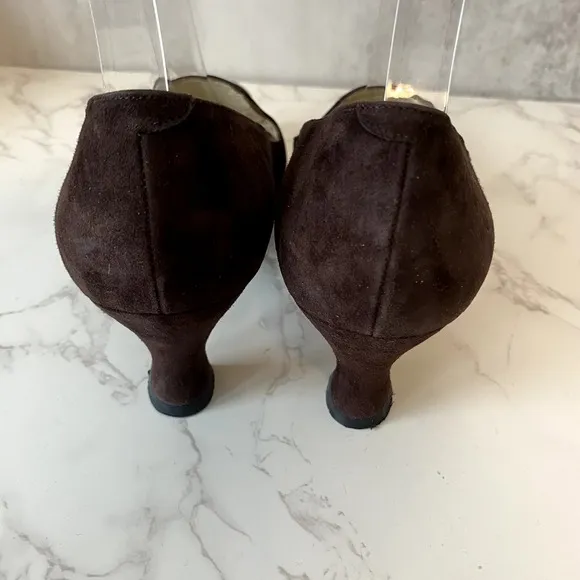 Bally Shoes Pumps Women Sz 8.5 Brown Suede Made in Italy Business Formal