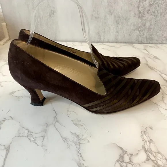 Bally Shoes Pumps Women Sz 8.5 Brown Suede Made in Italy Business Formal