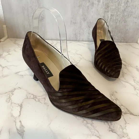 Bally Shoes Pumps Women Sz 8.5 Brown Suede Made in Italy Business Formal