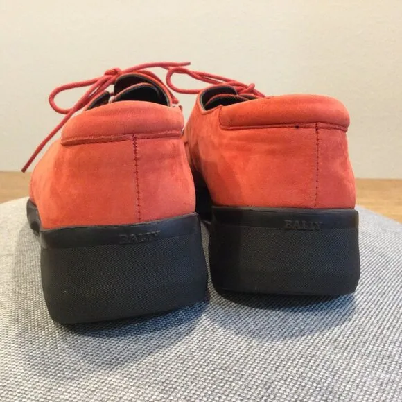 Bally Women Red Suede Leather Lace Up Oxford Shoes Made in Italy SZ 6M