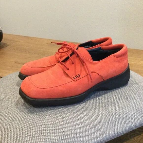 Bally Women Red Suede Leather Lace Up Oxford Shoes Made in Italy SZ 6M