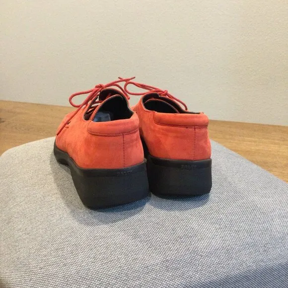 Bally Women Red Suede Leather Lace Up Oxford Shoes Made in Italy SZ 6M