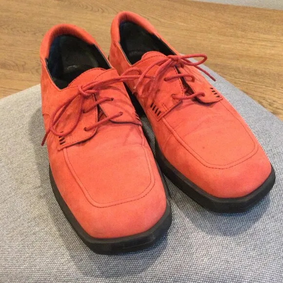 Bally Women Red Suede Leather Lace Up Oxford Shoes Made in Italy SZ 6M