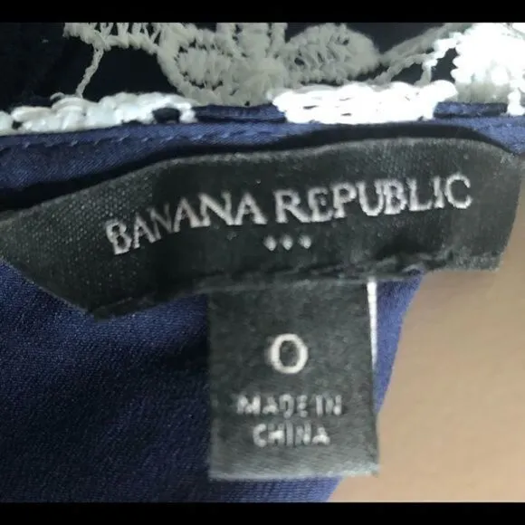 Banana Republic Crochet Navy Blue &amp; White Dress