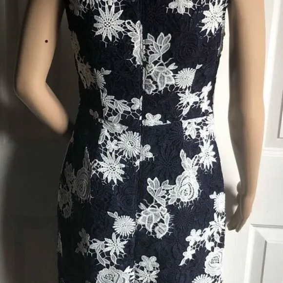 Banana Republic Crochet Navy Blue &amp; White Dress
