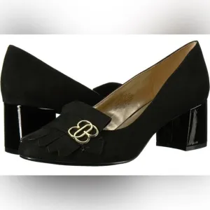 Bandolino Women's Black Suede  Chunky Heel Pumps Kiltie Tassel Shoes SZ 9.5