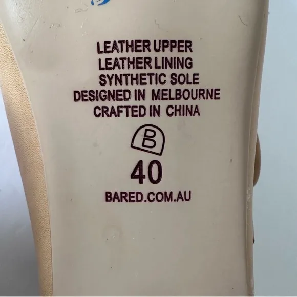 Bared Australia Sugarbird Tan Leather Shoes Size AU 40