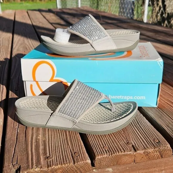 BareTraps Silver Sequins Open Toe Sandals Size 6.5