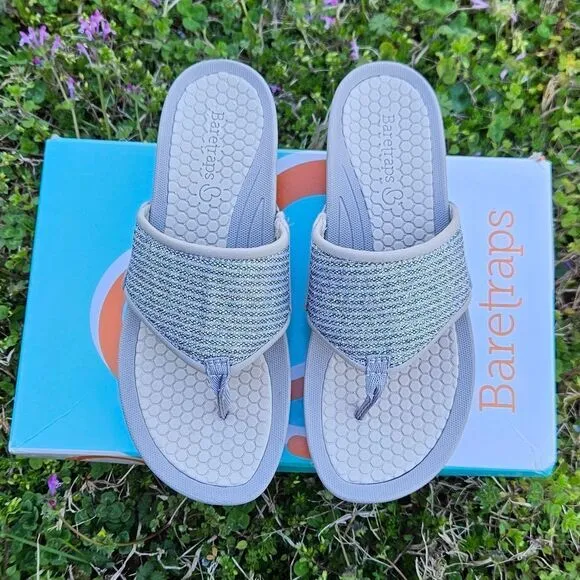 BareTraps Silver Sequins Open Toe Sandals Size 6.5