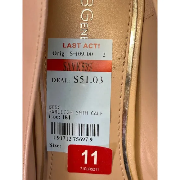 BCBGeneration Womens 11 Shell Pink Harleigh Leather Pointed Pump NEW FLAW