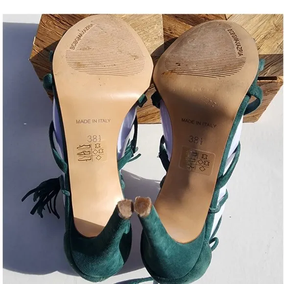 BCBGMAXAZRIA Strappy Tassel Lenita suede sandals, 38.5 (8.5 Us)