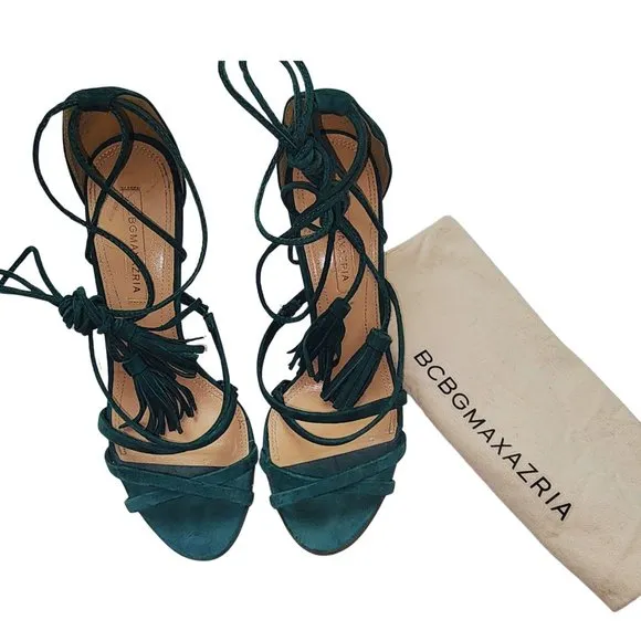 BCBGMAXAZRIA Strappy Tassel Lenita suede sandals, 38.5 (8.5 Us)