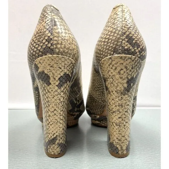 BCBGMaxazria Women's Dahlia 1 Pumps High Heel Snake Embossed Leather 8 B/38