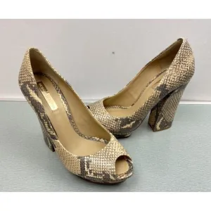 BCBGMaxazria Women's Dahlia 1 Pumps High Heel Snake Embossed Leather 8 B/38