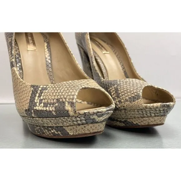 BCBGMaxazria Women's Dahlia 1 Pumps High Heel Snake Embossed Leather 8 B/38