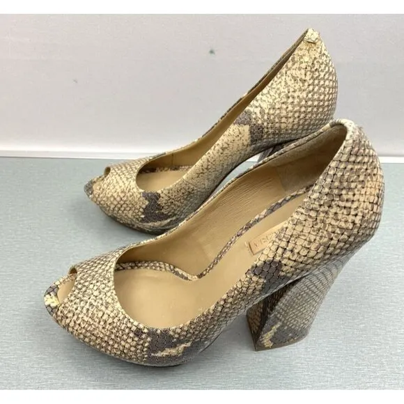 BCBGMaxazria Women's Dahlia 1 Pumps High Heel Snake Embossed Leather 8 B/38