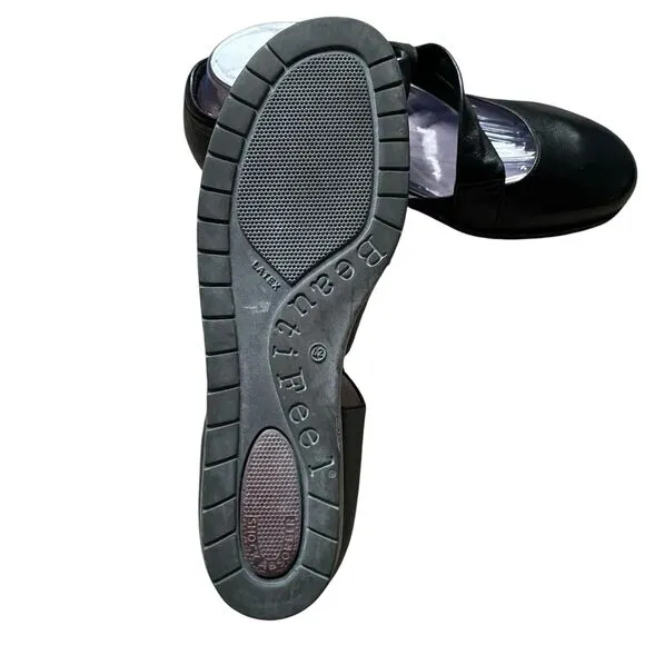 BeautiFeel Mary Jane Women Shoes 11 EU 42 Black Leather Block Heels Made Israel