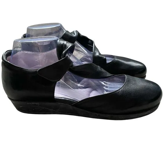 BeautiFeel Mary Jane Women Shoes 11 EU 42 Black Leather Block Heels Made Israel