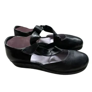 BeautiFeel Mary Jane Women Shoes 11 EU 42 Black Leather Block Heels Made Israel