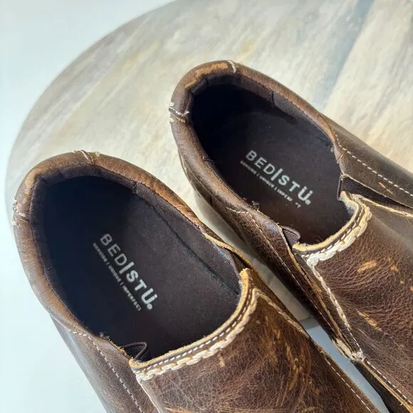 Bed Stu Shoes Men's Brown Slip On Casual Brown Leather Loafer Shoes US Size 9.5