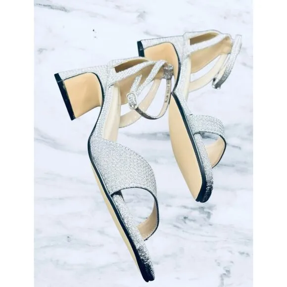 Benjamin Walk Lilibet Touch Ups Silver Heels 6.5 MGlitter Evening Shoes