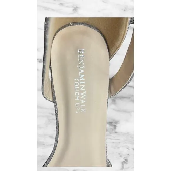 Benjamin Walk Lilibet Touch Ups Silver Heels 6.5 MGlitter Evening Shoes