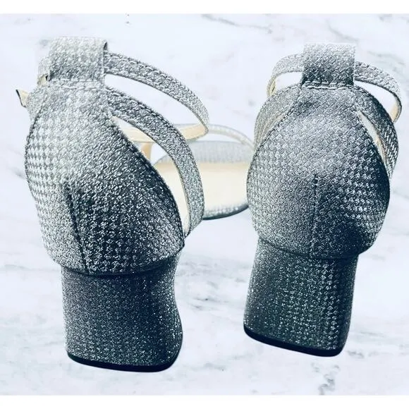 Benjamin Walk Lilibet Touch Ups Silver Heels 6.5 MGlitter Evening Shoes