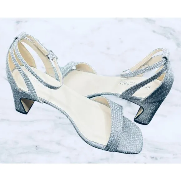 Benjamin Walk Lilibet Touch Ups Silver Heels 6.5 MGlitter Evening Shoes