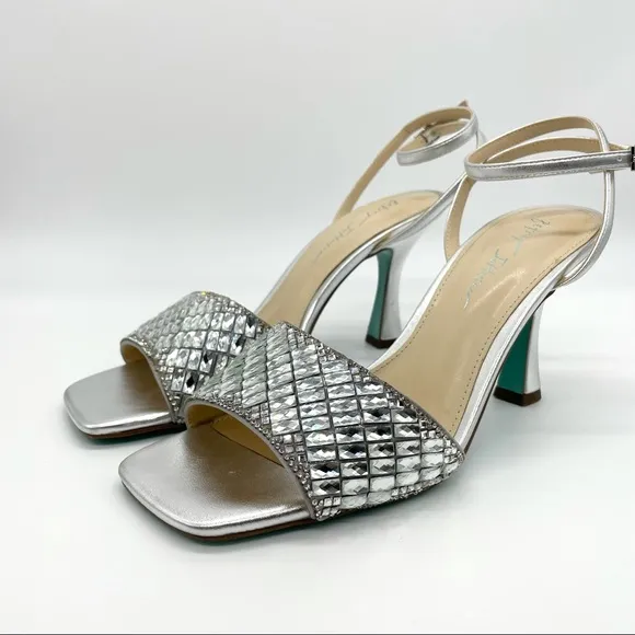 Betsey Johnson Britt Rhinestone Metallic Sandals