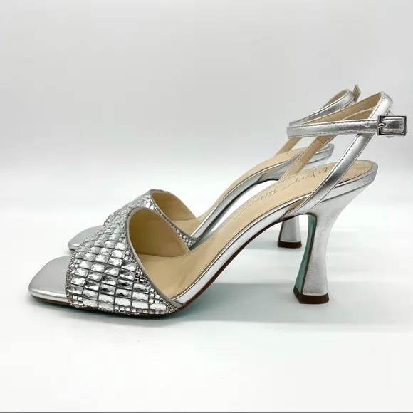 Betsey Johnson Britt Rhinestone Metallic Sandals