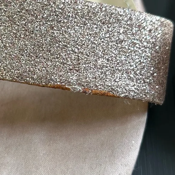 Betsey Johnson Miri Champagne Gold Glitter Ankle Strap  Evening Sandals, Size 10