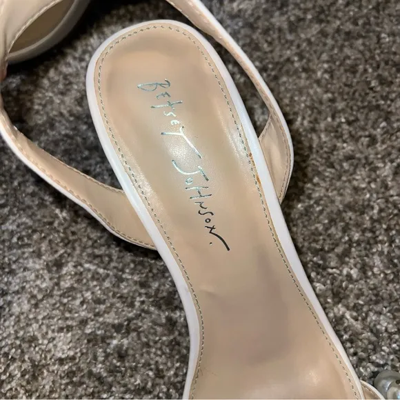 Betsey Johnson Strappy Heels Pearl Beaded Funky Glam Art Chic Formal Office