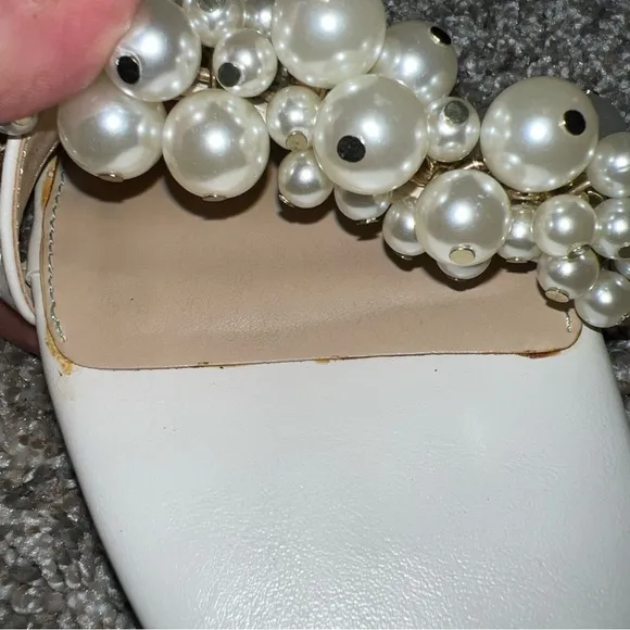 Betsey Johnson Strappy Heels Pearl Beaded Funky Glam Art Chic Formal Office