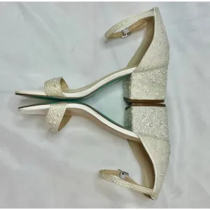 Betsey Johnson Women's Mari Block Heel Evening Sandals Size 6.5 Pearl
