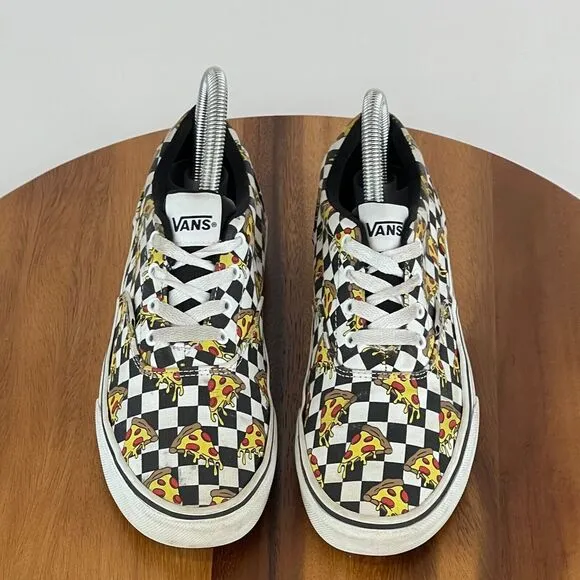 Big Kids Vans Pizza‎ Party Era Check Skateboarding Shoes Sneakers Size 4 Y GUC