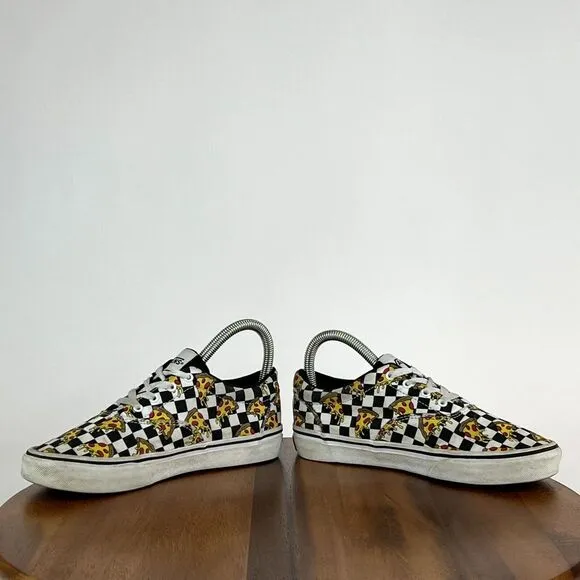Big Kids Vans Pizza‎ Party Era Check Skateboarding Shoes Sneakers Size 4 Y GUC