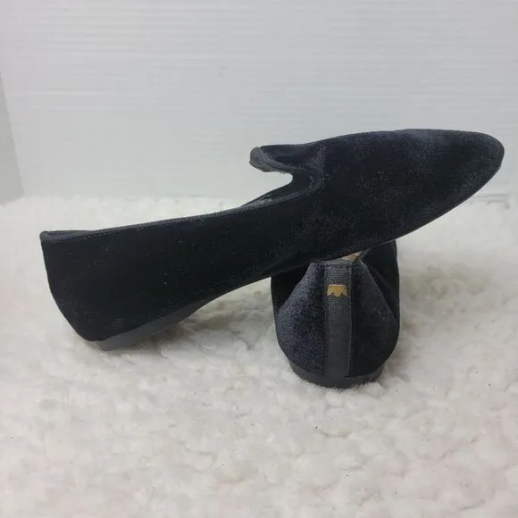Birdies The Starling Womens Loafer Size 8 Black Velvet Slip on Flats Shoes Good