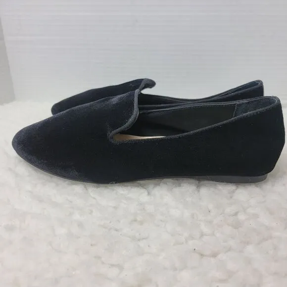 Birdies The Starling Womens Loafer Size 8 Black Velvet Slip on Flats Shoes Good