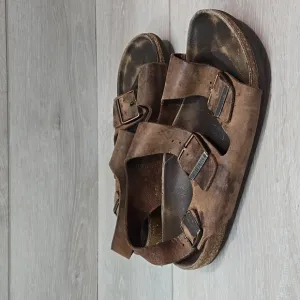 Birkenstock Women Milano Leather Sandals Flats shoes sz 37/6 Regular