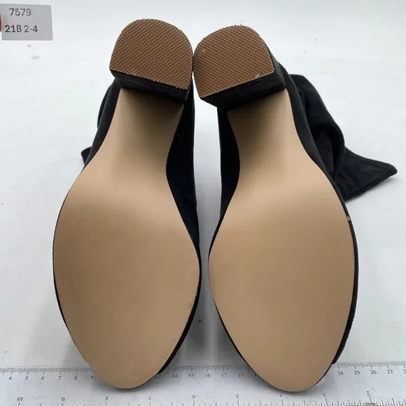 Black Suede Peep Toe Slouch Ankle Boots Chunky Heels Party Prom Dress Shoes