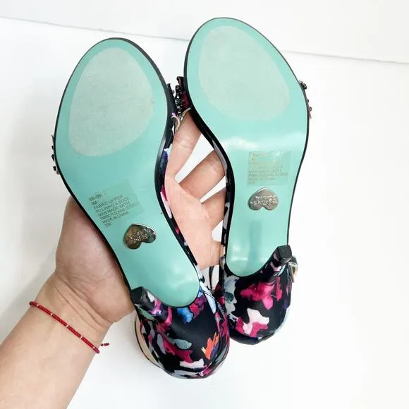 BLUE BY BETSEY JOHNSON GINA EMBELLISHED EVENING SANDALS WOMEN SIZE 9