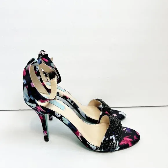 BLUE BY BETSEY JOHNSON GINA EMBELLISHED EVENING SANDALS WOMEN SIZE 9