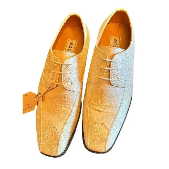 Bolano Men's Formal Tuxedo Off White Pearl Shoes‎ 8