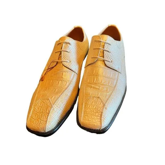 Bolano Men's Formal Tuxedo Off White Pearl Shoes‎ 8