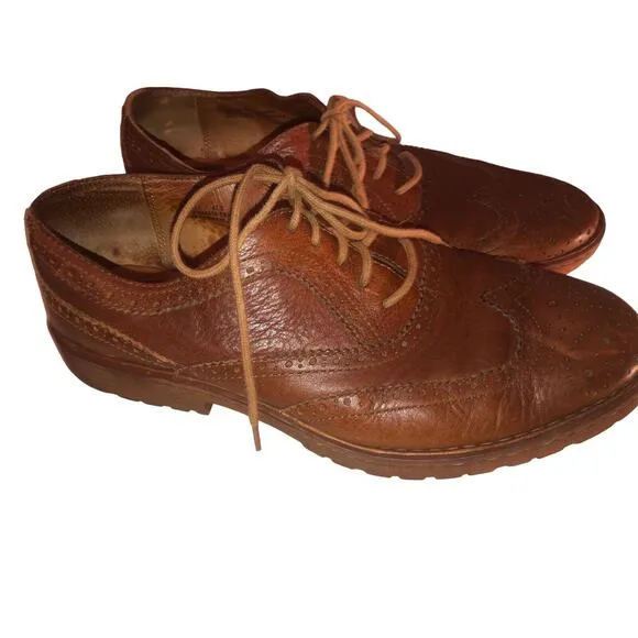 Born WingTip Brogue Oxford Shoes Brown Leather Rugged Lace Up Men H58516 Sz 13