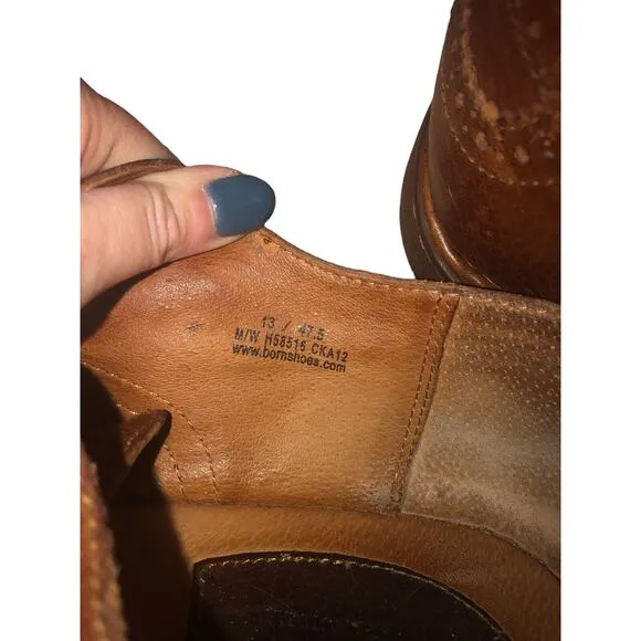 Born WingTip Brogue Oxford Shoes Brown Leather Rugged Lace Up Men H58516 Sz 13