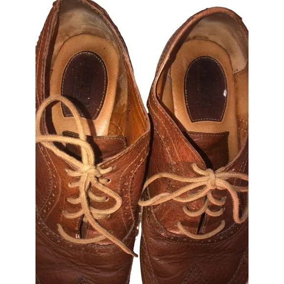 Born WingTip Brogue Oxford Shoes Brown Leather Rugged Lace Up Men H58516 Sz 13